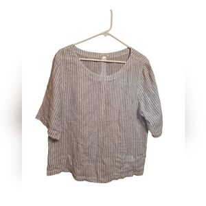 Garnet Hill Gray Striped Women's Top